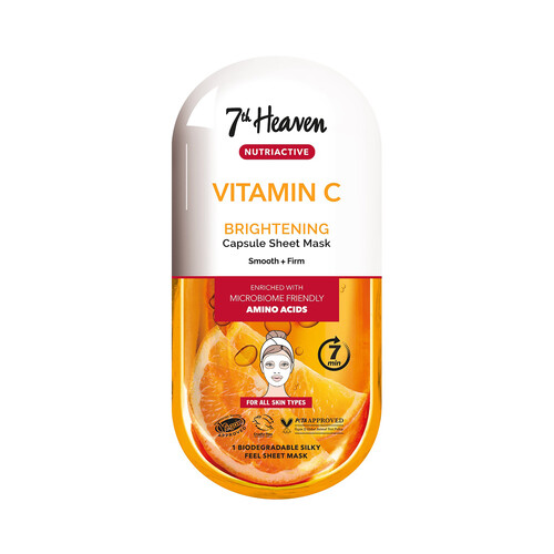 7TH HEAVEN Nutriactive Mascarilla facial suavidad y firmeza con vitamina C, para todo tipo de pieles.