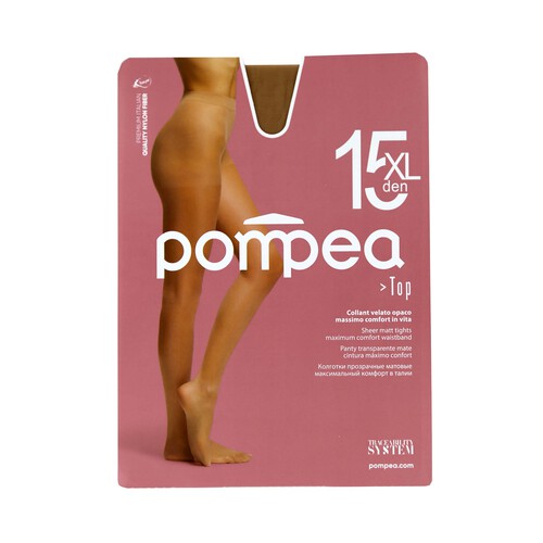 Panty transparente mate, 15den, POMPEA, color ambrato, talla XL.