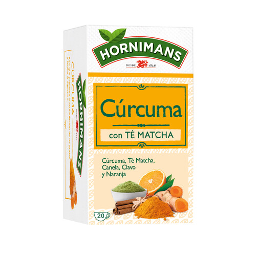 Té verde Matcha con cúrcuma, canela, clavo y naranja, HORNIMANS 20 uds. 30 g.