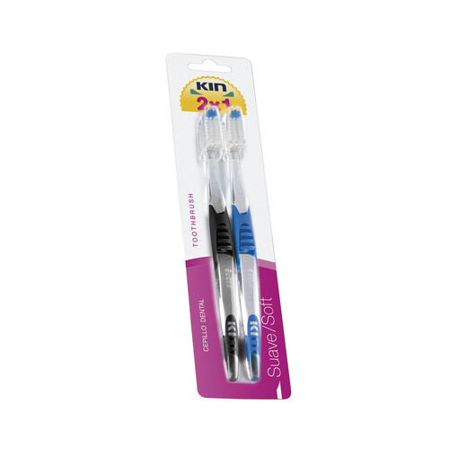 KIN Cepillo dental con cabezal pequeño triangular y filamentos de dureza suave KIN 2 uds.