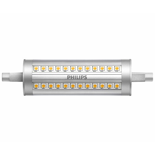 Bombilla Led R7S, 14W=120W, luz cálida 3000K, 118mm, regulable, PHILIPS.