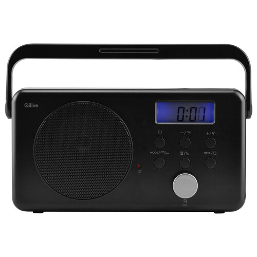 Radio de sobremesa QILIVE, digital, alarma, color negro.