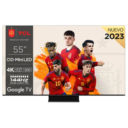 Televisión 139,7 cm (55) MINI LED TCL 55C805 4K, HDR10, GOOGLE TV, WIFI, BLUETOOTH, TDT T2, USB reproductor, 4HDMI, 144HZ.