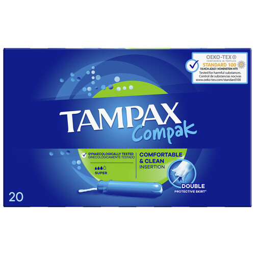 TAMPAX Tampones súper con aplicador TAMPAX Compak 20 uds