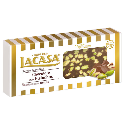 LACASA Turrón de praliné chocolate con pistachos 200 g.