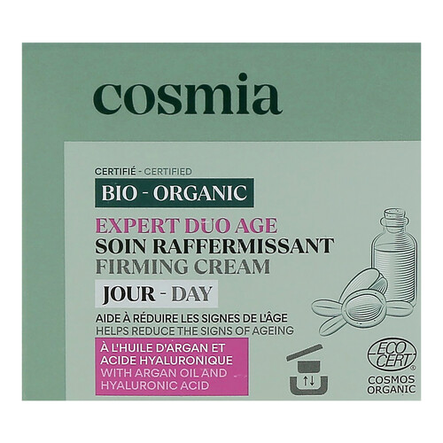 COSMIA Bio expert duo age Crema facial de día con acción reafirmante, con aceite de argán y ácido Hialurónico 50 ml.