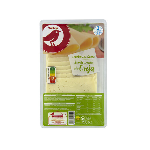 AUCHAN Queso en lonchas semicurado de oveja 200 g. Producto Alcampo