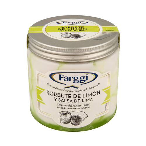 FARGGI Tarrina de sorbete de limón con salsa de lima 450 ml.