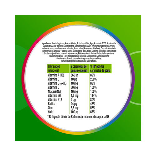 MULTICENTRUM Vitagomis adulto Complemento alimenticio multivitamínico para adultos en cómodos caramelos de goma sabor frutas 30 uds.