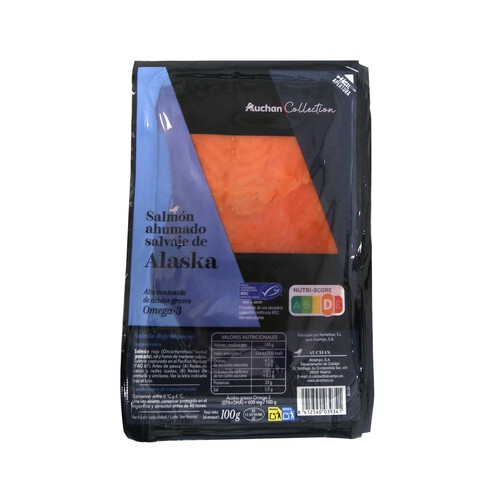 AUCHAN Salmón ahumado Alaska MSC 100 g. Producto Alcampo