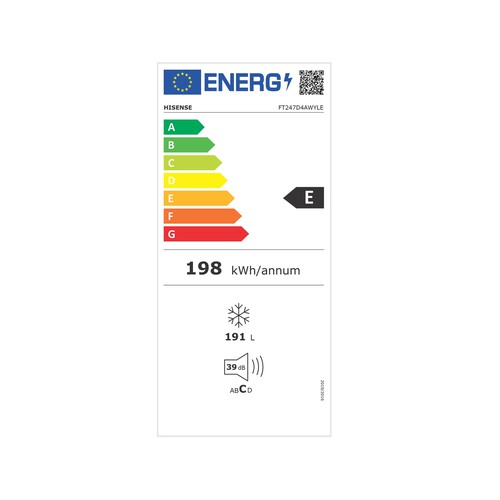 Arcón congelador HISENSE FT247D4AWYL, clasificación energética: E, H: 85,3cm,A: 89,1cm, F: 55,7cm, capacidad total: 191L.