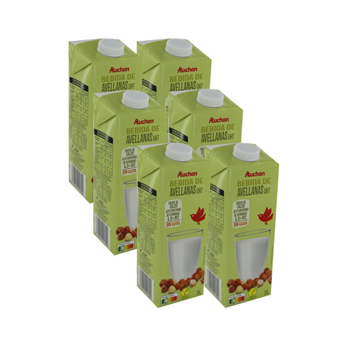 AUCHAN Bebida vegetal de avellana 6 x 1 l. Producto Alcampo