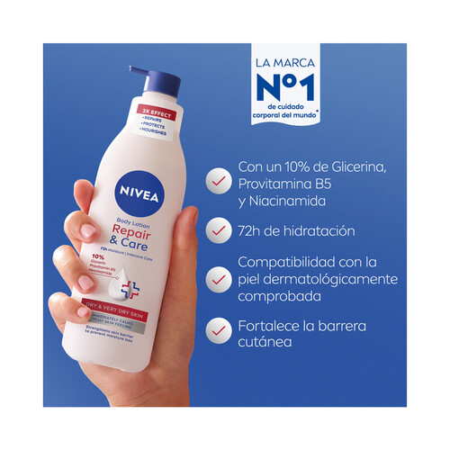 NIVEA Repara & cuida Loción corporal (body milk) hidratación intensa, para pieles secas y muy secas 400 ml.