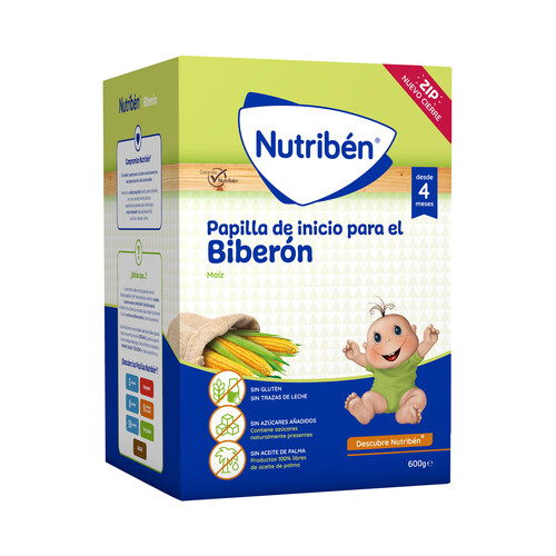 NUTRIBÉN Papilla de inicio (maíz) para el biberón, a partir de 4 meses 600 g.