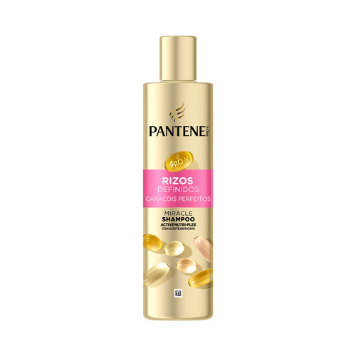 PANTENE Pro-v Rizos definidos Champú con aceite de ricino, para rizos rebeldes o encrespados 250 ml.