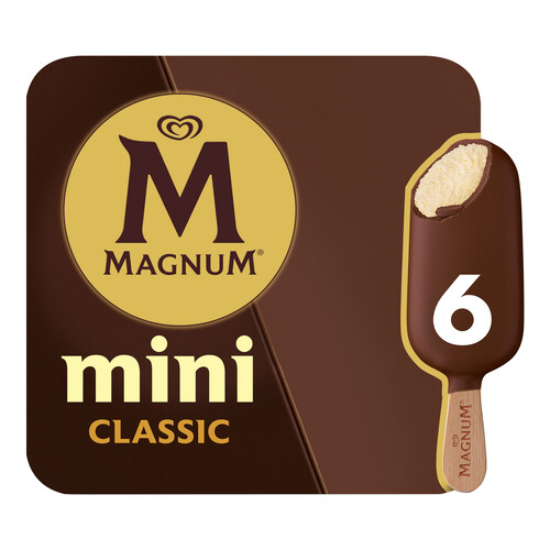 MAGNUM Classic Mini bombones helados de vainilla recubiertos de chocolate con leche 6 x 55 ml.