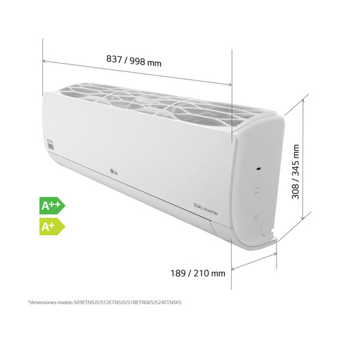 Aire acondicionado con bomba de calor LG Replace18.SET, Inverter, WiFi, 4.470 frig/h, 4.644 cal/h. A++/A+, gas R32. (Hasta 42m² aprox.)