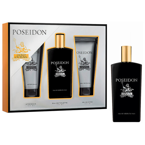 POSEIDON Gold ocean Estuche regalo para hombre con colonia, gel y after shave.