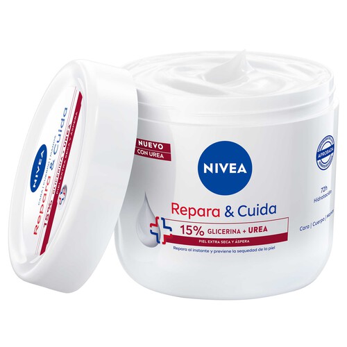 NIVEA Repara & cuida Crema corporal (cara, cuerpo y manos) hidratante, para pieles extra seca y ásperas 400 ml.