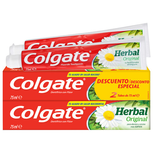 COLGATE Herbal original Pasta de dientes con flúor y extractos de plantas 2 x75 ml.