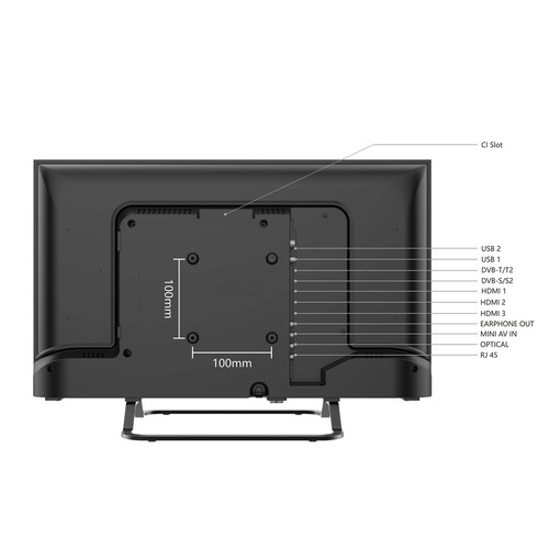 TV LED 60,9cm (24) LED SMARTECH 24HV02V, HD, Smart TV, VIDAA, color negro. 