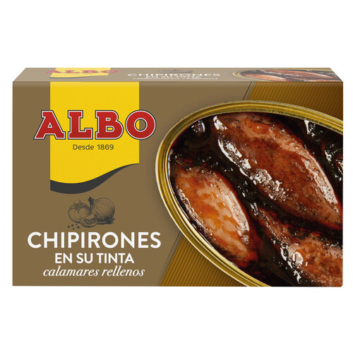 ALBO Chipirones rellenos en su tinta lata de 72 g.