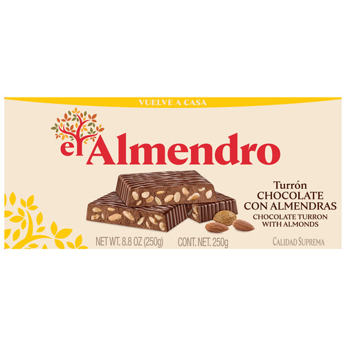 EL ALMENDRO Turrón de chocolate con almendras 250 g.