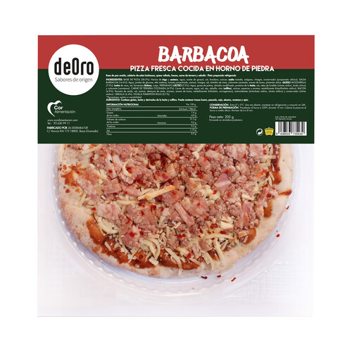 DEORO Mini pizza de bacon, carne de ternera, cebolla, queso y salsa barbacoa DEORO 205 g.