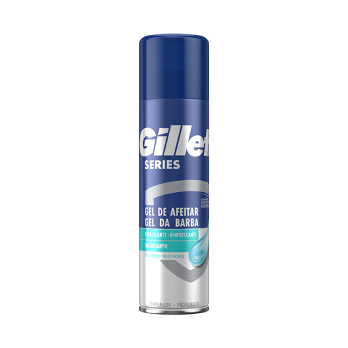 GILLETTE Gel de afeitar refrescante con eucalipto, para pieles sensibles GILLETE Seires 200 ml.