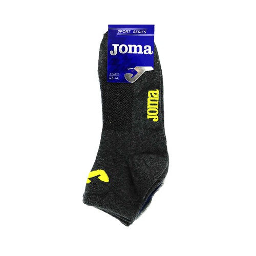 Lote de 3 pares de calcetines deportivos tobilleros para hombre JOMA, talla 43/46.