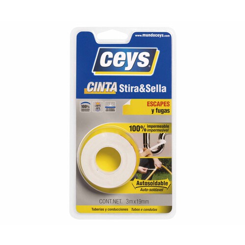 Cinta Selladora, autosoldable, especial escapes y fugas, 3m x 19mm, CEYS Stira&Sella.