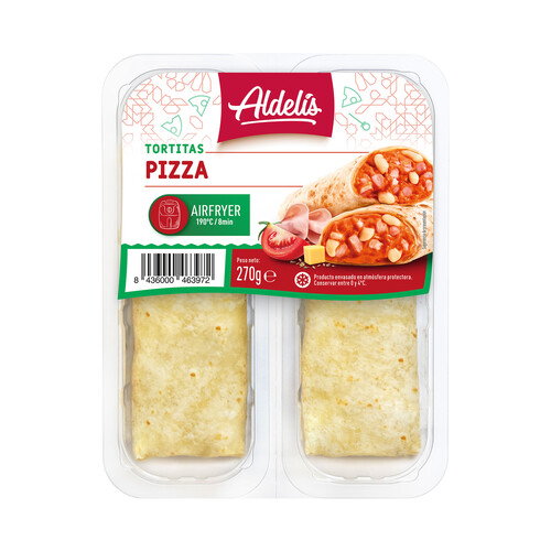 ALDELÍS Pizza enrollada, rellena de fiambre de jamón de pavo, mozzarella y queso 2 x 135 g.