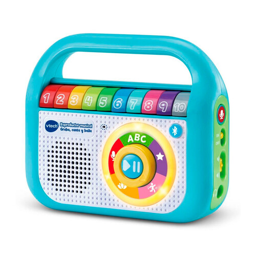 Reproductor musical graba, canta y baila con conexión Bluetooth, 1-2 años.