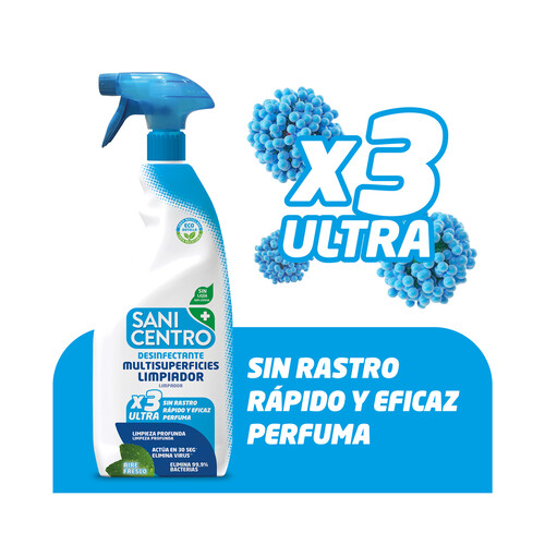 SANICENTRO Limpiador multisuperficies desinfectante sin lejia, con aroma a aire fresco 750 ml.