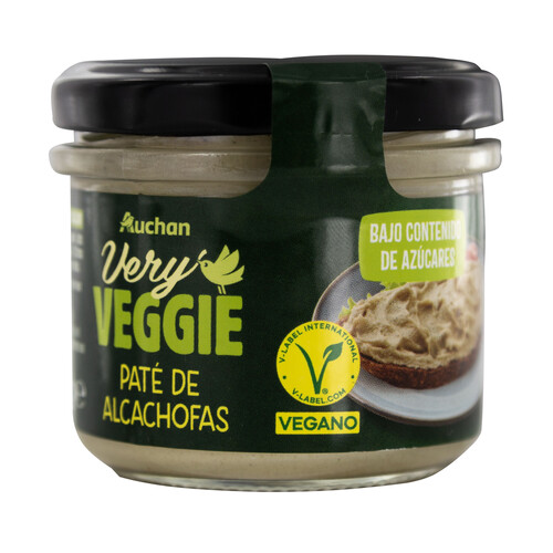 PRODUCTO ALCAMPO Paté vegano de alcachofas con bajo contenido en azúcares 110 g.