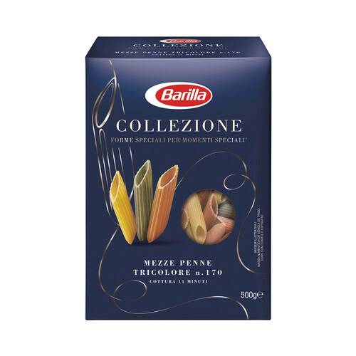 BARILLA Pasta Gourmet La Collezione Mezze Penne Tricolores N.170 (Macarrones Multivegetales) BARILLA 500 g.