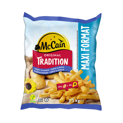 McCAIN Patatas con corte tradicional, prefritas y ultracongeladas McCAIN Tradition 2.5 kg.