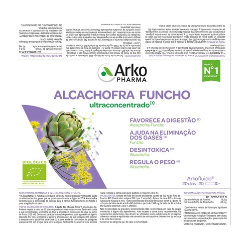 ARKOPHARMA Complemento nutricional ultraconcentrado a base de alcachofa e hinojo ecológicos 20 uds.