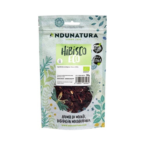 ANDUNATURA Hierbas para infusión de hibisco ecológico 30 g.