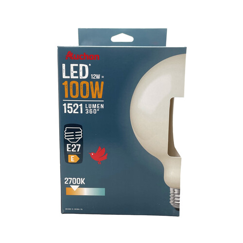 Bombilla led E27, 12W=100W,1521lm, luz cálida con cristal mate, PRODUCTO ALCAMPO.