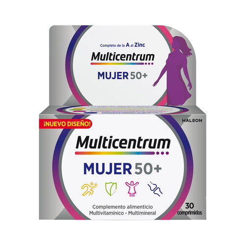 MULTICENTRUM Mujer 50 + Polivitamínico específico para mujeres de más de 50 años 30 comprimidos.