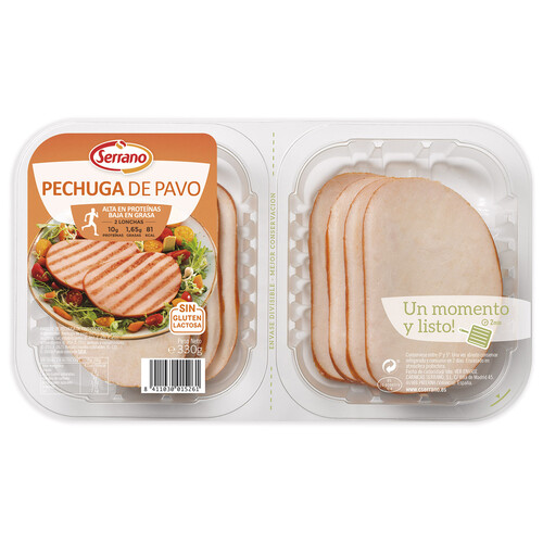 Pechuga de pavo cortada en lonchas SERRANO 330 g.