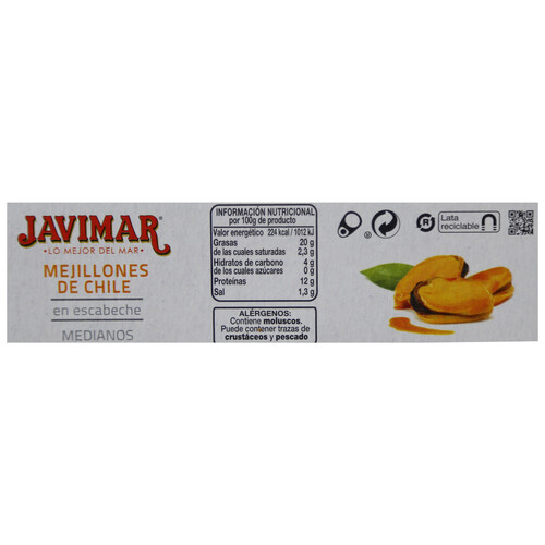 JAVIMAR Mejillones de chile en escabeche 8/12 68 g. 