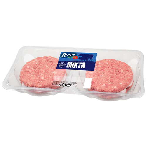 ROLER Selección La carniceria Bandeja de burger meat mixta (vacuno - cerdo), elaboradas sin gluten ni lactosa 4 x 80 g.