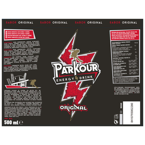 PARKOUR Bebida energética original lata 50 g