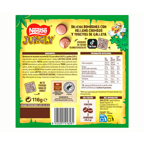 NESTLÉ Bombones jungly 116 gr.