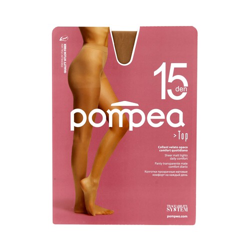 Panty transparente mate, 15den, POMPEA, color polvere, talla L.