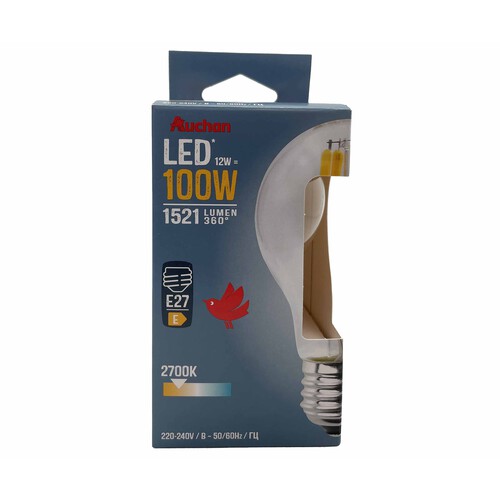 Bombilla Led E27, 12W=100W, luz cálida, 1521lm, PRODUCTO ALCAMPO.