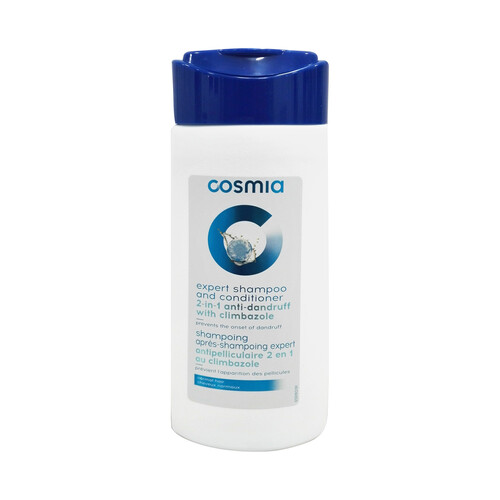 COSMIA Champú anticaspa 2 en 1 (incluye acondicionador), para cabellos normales COSMIA 400 ml.