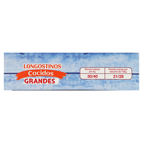 AUCHAN Langostinos grandes 21/28, cocidos y ultrancongelados 700 g (P.N). Producto Alcampo